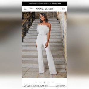 Nadine Merabi Colette white Jumpsuit Size Small.